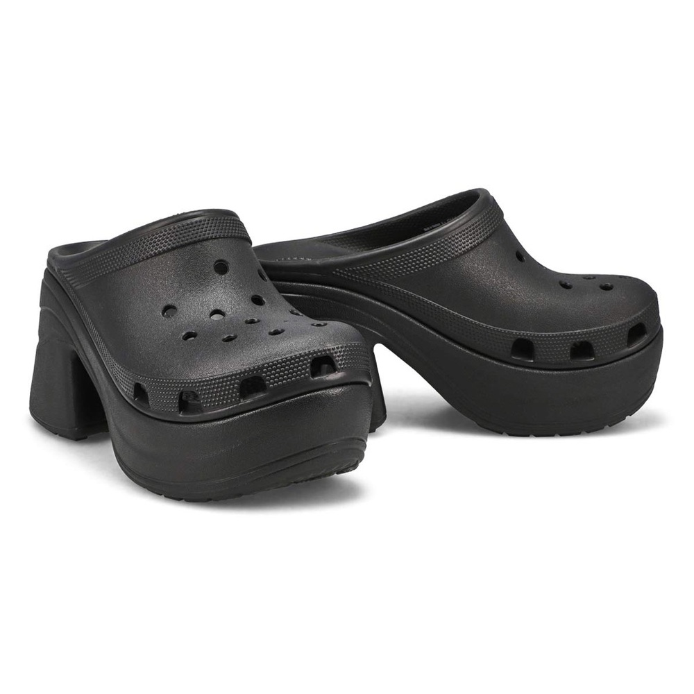CROCS Black Platform Heeled Clogs, BOHO